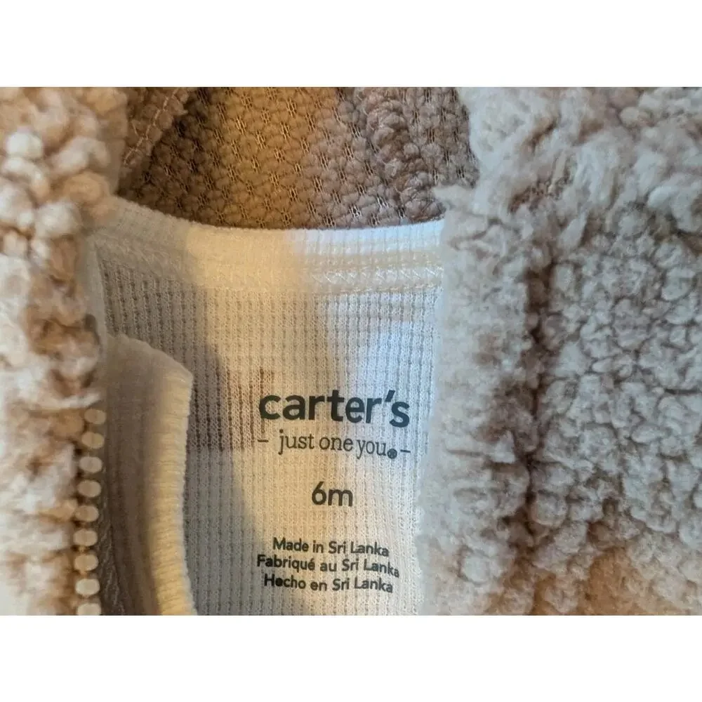NWT Carters Cozy Bear Zip Hoodie Matching Thermal One Piece Infant Boys 6M